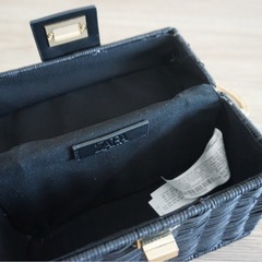 ZARA ラタン ブラック かごバッグ ゴールド金具の画像