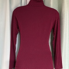 Lサイズ バーガンディ ドット柄 長袖トップス☆の画像