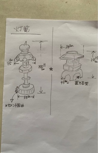 〈相談中〉
石の灯籠2つ 