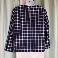 pink adobe ネイビー・ホワイトチェック M 長袖トップス☆の画像