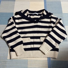 ZARA ザラ 襟付き ボーダーニット セーター セーラーカラー XSサイズの画像