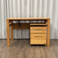 KB-25【新入荷　リサイクル品】マルニ木工　オーク材　デスク2点セット　ナチュラルの画像