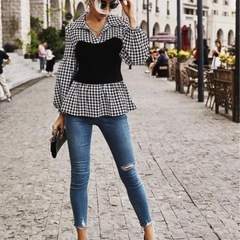 千鳥柄  チュニックブラウス
の画像