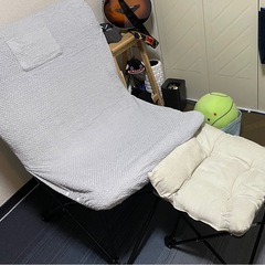 洗える&はっ水バタフライチェア ハイバック・折りたたみスツールセット（ベージュ）
の画像