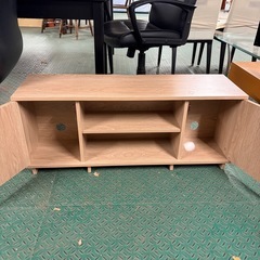 木目調テレビ台 ローボード 幅約100cm 収納付きの画像