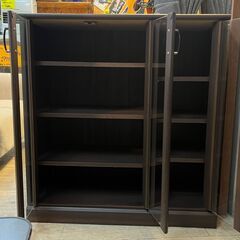 3枚扉キャビネット 食器棚 棚板可動式 カウンター下収納 サイドボード ダークブラウン 木製★幅85.5cm奥行41cm高さ91cm★買取帝国 志木店の画像