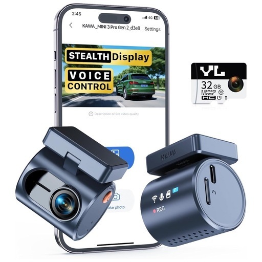 【新品未使用】2K小型ドライブレコーダー ドラレコ 32GB SDカード WIFI フロント