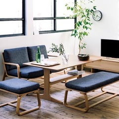 無印良品 MUJIオーク材 リビングでもダイニングでも使える ダイニングセット の画像