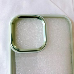 iPhone 13 Pro Max ケースライトグリーン クリア 新品 シンプルの画像