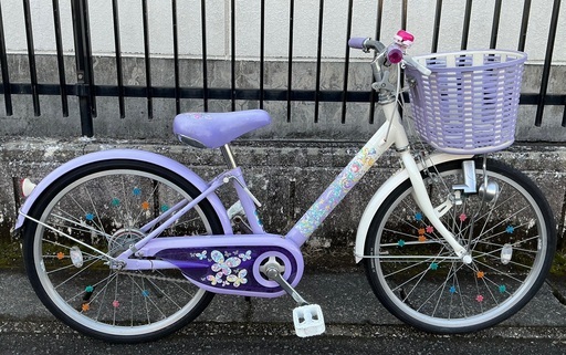 ＜動作美品＞ブリヂストン,・ エコパル・22インチジュニア自転車・ ラベンダー・スタンド新品交換済み