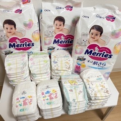 【おむつ4種類240枚まとめ売り】テープMサイズ【パンパース•メリーズ•GOON•西松屋】の画像