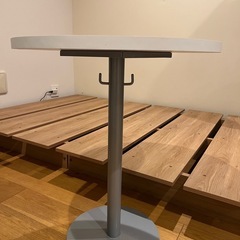 丸テーブル ホワイト×グレー カフェ風 円形テーブル の画像