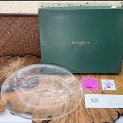 未使用品 アンティーク スウェーデン 洋食器 コスタボダ ロブスター ガラス 盛皿 箱付 KOSTA BODA P.マリーナ 楕円皿 大皿 盛皿 硝子 北欧 の画像