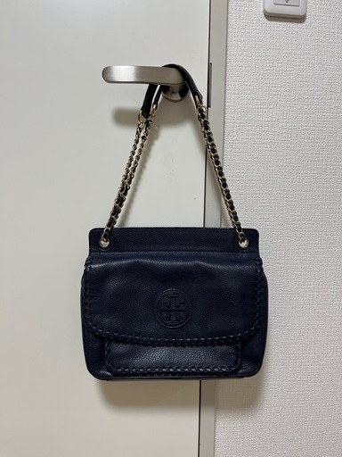 トリーバーチ レザー 2WAY ショルダーバッグ タッセルチェーン ネイビー