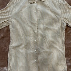Paul Stuart ポール・スチュアート ポールスチュアートワイシャツ Yシャツ カジュアルシャツ メンズシャツ 長袖シャツ ドレスシャツ トップス 紳士服 ベージュ ストライプ 綿メンズ（men’s）男性用、紳士表示サイズ　Mの画像