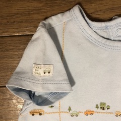 Janie and Jack車の刺繍ロンパース 水色 70cmの画像