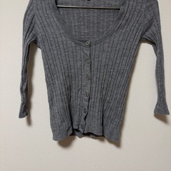 ICB  カーディガン ニット グレー ウール　リブ　Uネック　XSの画像