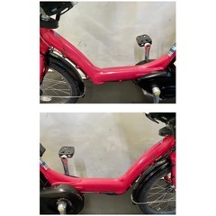 1年保証 送料無料 ブリヂストン　20インチ　子供乗せ　3人乗り　桃色　電動アシスト自転車 g213の画像