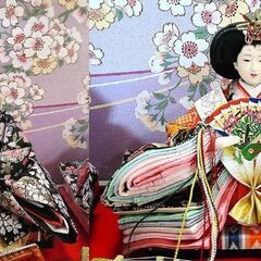 M0097 雛人形 親王飾り 芥子 二人 白/ブルーアクリルケース入り ライト付き オルゴール付き 専用段ボールあり 未使用品の画像