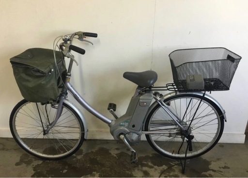 A-422△ y 岐阜発/ナショナル/電動アシスト自転車/24インチ/3段変速/充電器付き/ 走行確認/ 現状品/ r/ R8.2/12 △