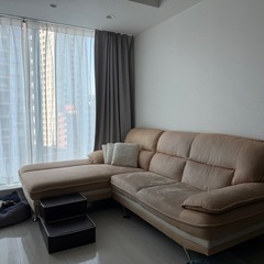 L字カウチソファ　スエードの画像