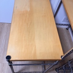 【配送無料】木の天板付きスチールラックセット　　　5455の画像