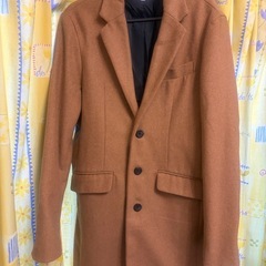 メンズ キャメル チェスターコート の画像