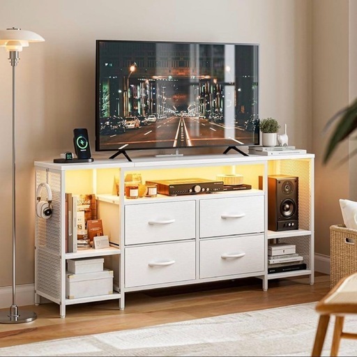 【新品未使用】テレビ台 ローボード 収納チェスト ロータイプ 棚付き 引き出し付き 白