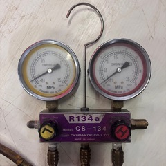 マニホールドゲージ／R134a／CS-134／奥田工機／フロンガス／エアコン／冷媒／充填／回収／真空引き／点検／532の画像