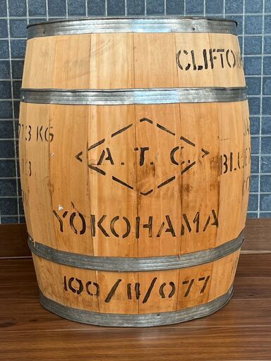【引き取り限定】 ブルーマウンテン コーヒー木樽 蓋付き インテリア コーヒー 木樽 ガーデニング
