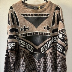 
USA製 ASHLEY 総柄ニット Lサイズ｜お渡し前に手洗い清掃可能の画像