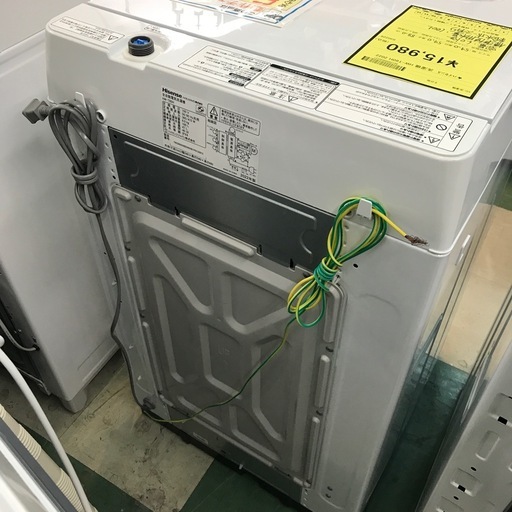 ジャングルジャングル貝塚店　洗濯機　ハイセンス　白　ホワイト　6.0kg  立体シャワー水流　ステンレス槽　使いやすい　ローダウン設計