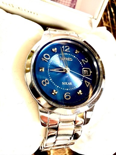 セイコー 腕時計 SEIKO 電波ソーラー　腕時計　レディース　シルバー　ブルー