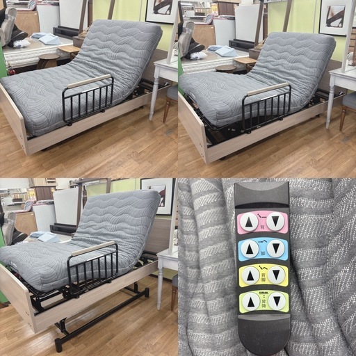 I616 ? ジモティー限定価格！ NITORI 電動セミダブルベッド 3モーター ライズ3 3M-F GY ⭐ クリーニング済