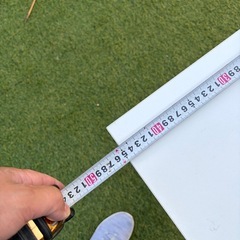 折りたたみ会議テーブル（長机）白天板 約180×約45×高さ約70cm／傷・汚れあり／カバー＋500円の画像