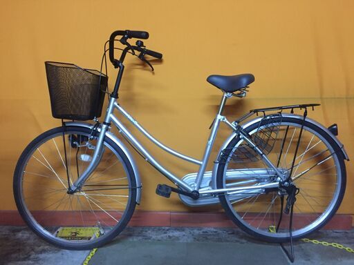 レンタサイクル店使用　自転車整備士整備済み！》NO190　中古車　26インチ　シティサイクル 　シルバー