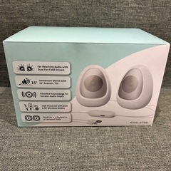 【新開発！卵型曲面スピーカー ＆ Bluetooth5.4対応】 kstime PCスピーカー クリア音 ゲーミングスピーカー 10Wステレオ 有線・無線接続対応 USB給電 AUX対応 PC/タブレット/スマートフォンなど対応 パソコンスピーカー (ホワイト)の画像