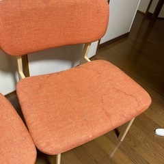 椅子2脚セット ダイニング 布生地 オレンジ　の画像