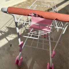 おままごと　ショッピングカート🛒ワイヤーカート　ホワイトピンク　　の画像