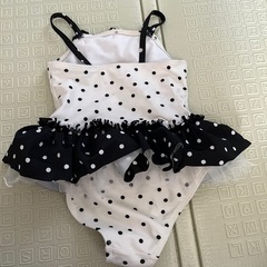 Little Me ベビー水着 白黒水玉 フリル付きの画像