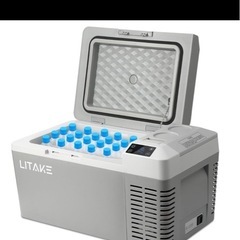 Litake 20L ポータブル車載冷蔵庫 バッテリー内蔵（DC12V/24V AC100V） -22°C～10°C急速冷凍4電源タイプ対応 低電圧保護小型静音 車と家庭に適用車内灯 付き 車中泊やアウトドアにも最適 （LZ-20L，グレー）の画像