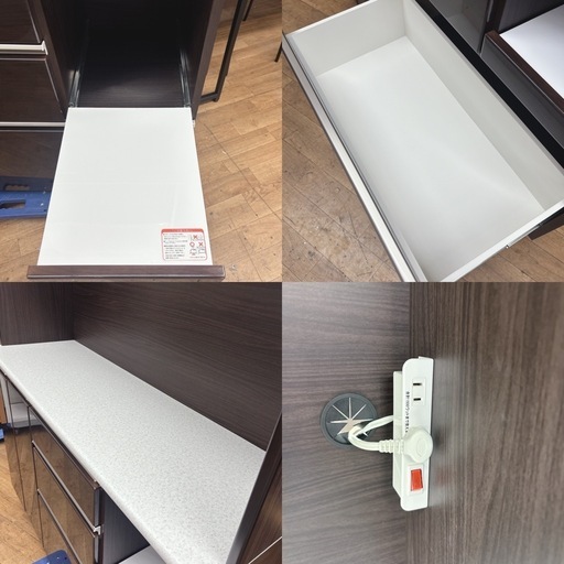 I695 ? ジモティー限定価格！ NITORI キッチンボード 食器棚 アルミナ2 140KB DBR ⭐ クリーニング済