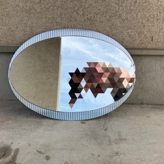 【無料】 大きい 鏡　ミラー ラウンド 楕円型 スタンド等なし DIY リフォーム にも インテリア 北欧 ジャパンディ モダンの画像