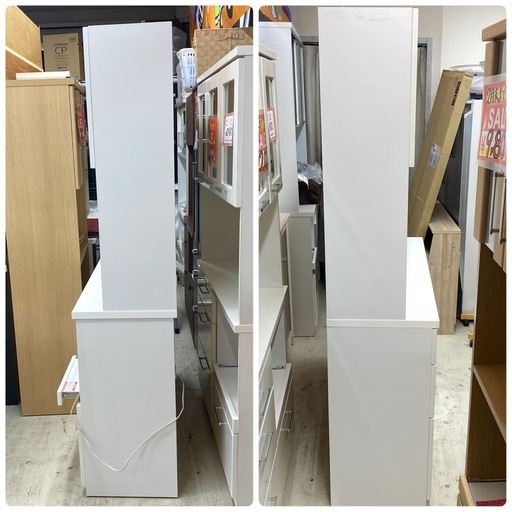 ?中古家具は朝霞市の当店へ‼️　ニトリ　SORREL ソレル　食器棚　キッチンボード　白　ホワイト　幅120×奥43×高191cm　朝
