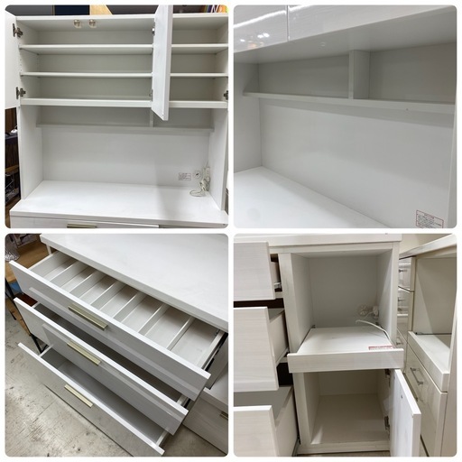 ?中古家具は朝霞市の当店へ‼️　ニトリ　SORREL ソレル　食器棚　キッチンボード　白　ホワイト　幅120×奥43×高191cm　朝
