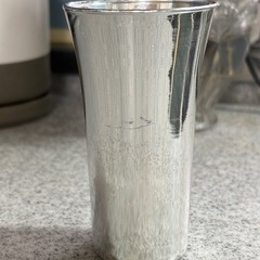 ステンレス製ビアグラス3個セット受け皿付き　2683の画像