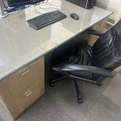 両袖オフィスデスク オフィス机 リクライニングチェアセット 椅子 机 セット 木製 社長机 役員机 新規起業に！の画像