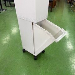 キャスター付き2段ゴミ箱　ダストボックス　白　ホワイト　軽量　インテリア　生活雑貨　の画像