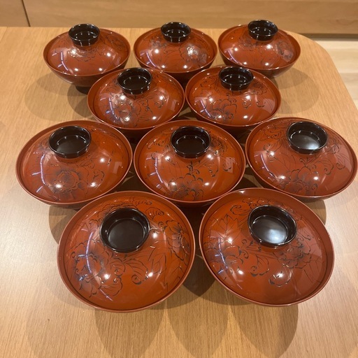 輪島塗蓋付き漆椀10客