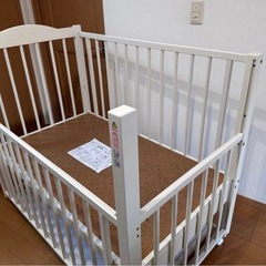 石崎家具　ベビーベッド スリーピー ワンタッチ ハイベットホワイトの画像